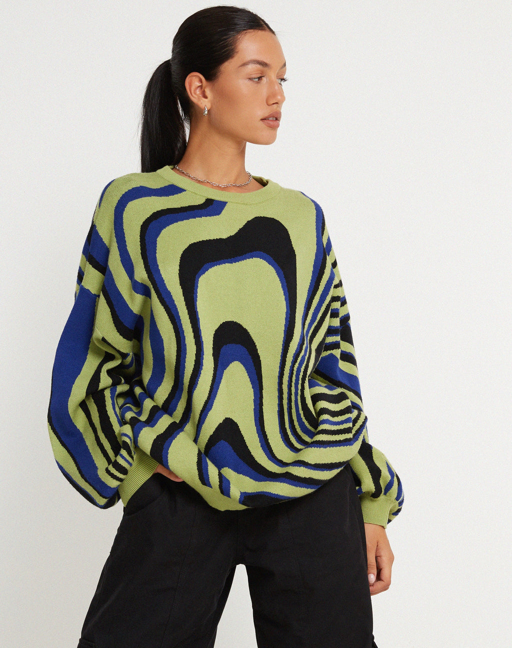 Pull oversize Mably, vert méga ondulé