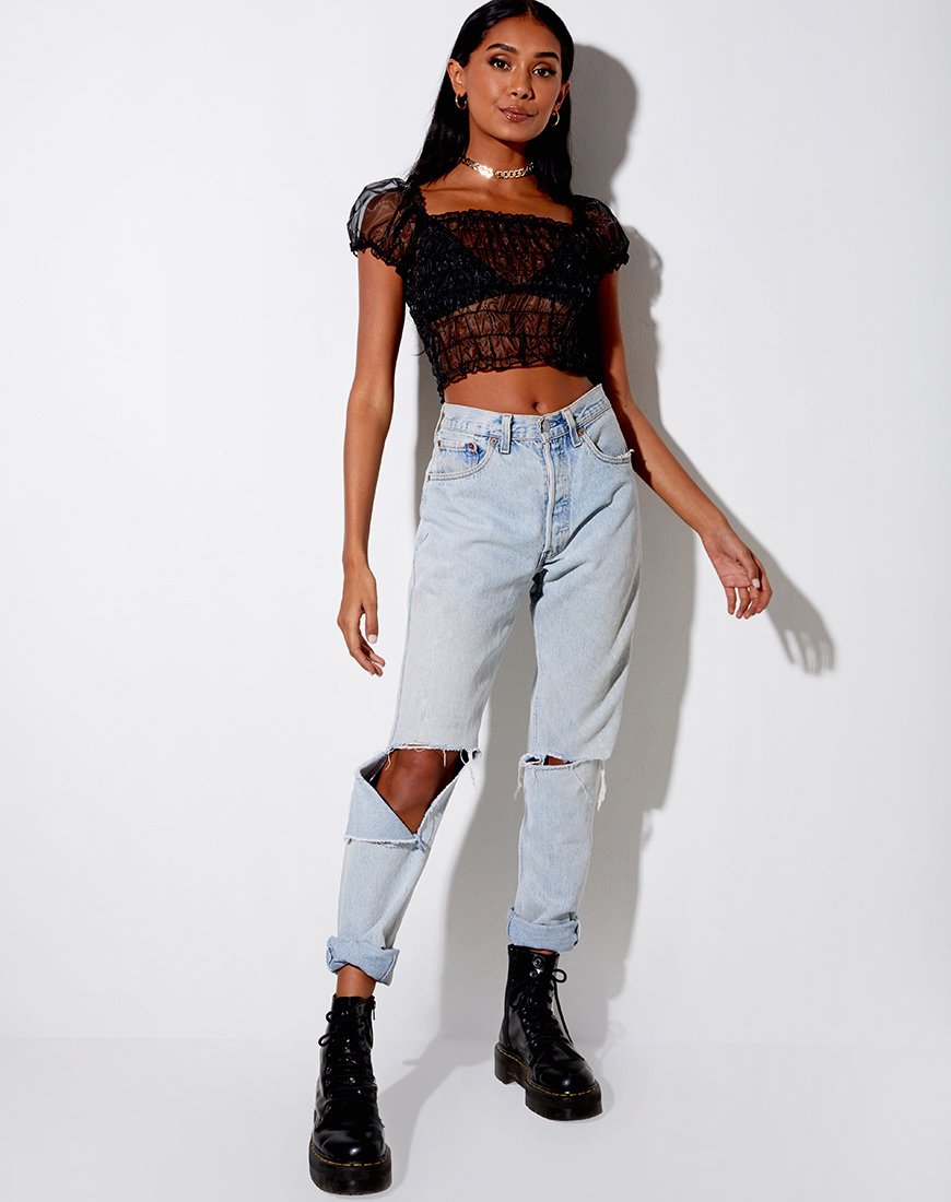 Image de Marilla Crop Top in Black Organza