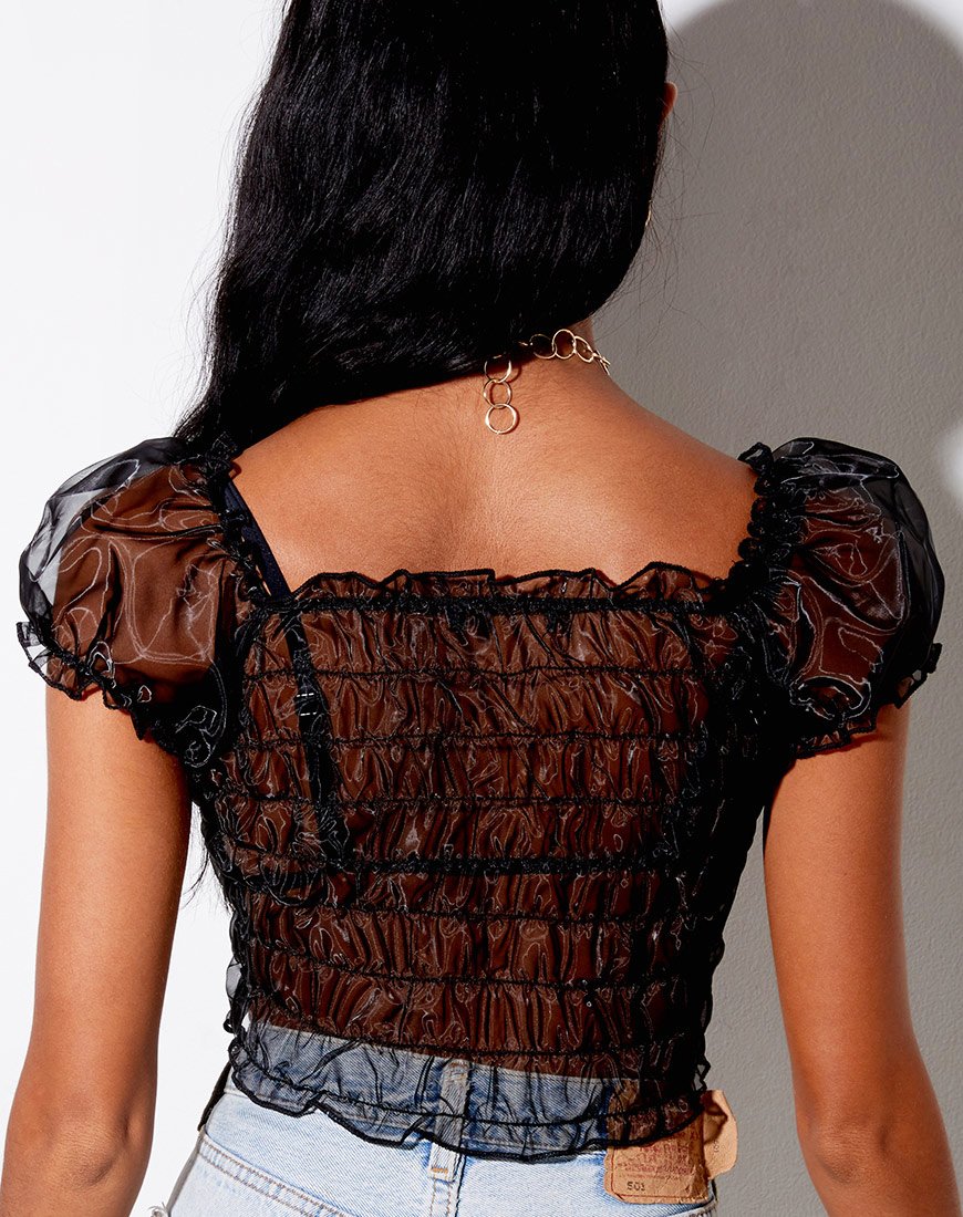Image de Marilla Crop Top in Black Organza