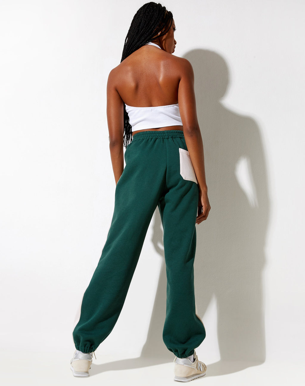 Pantalon de jogging Basile en vert forêt et blanc hiver