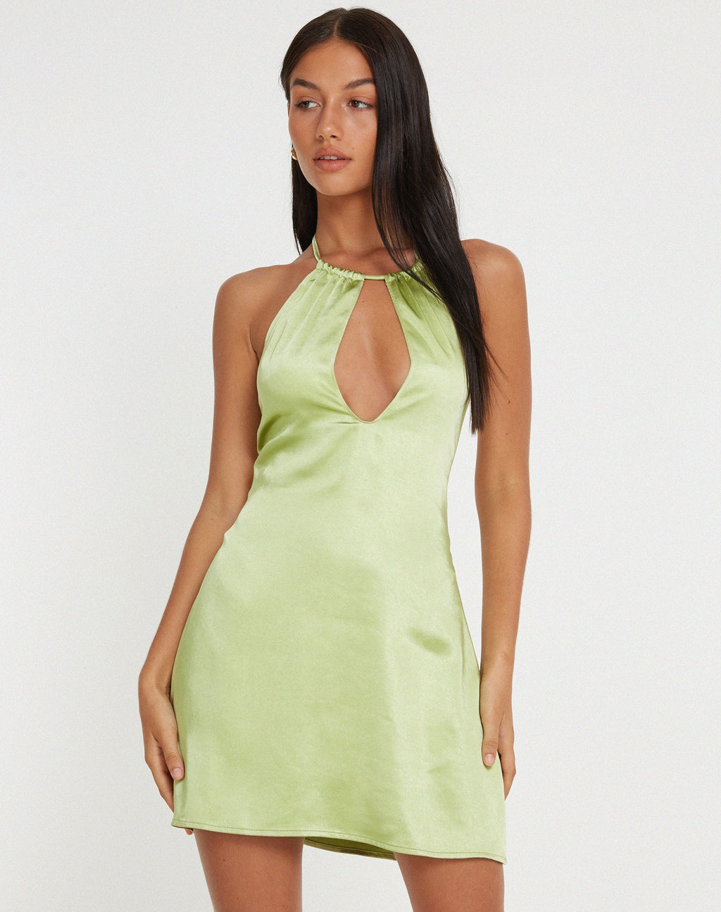 Mini robe Rauna en satin Nile Green
