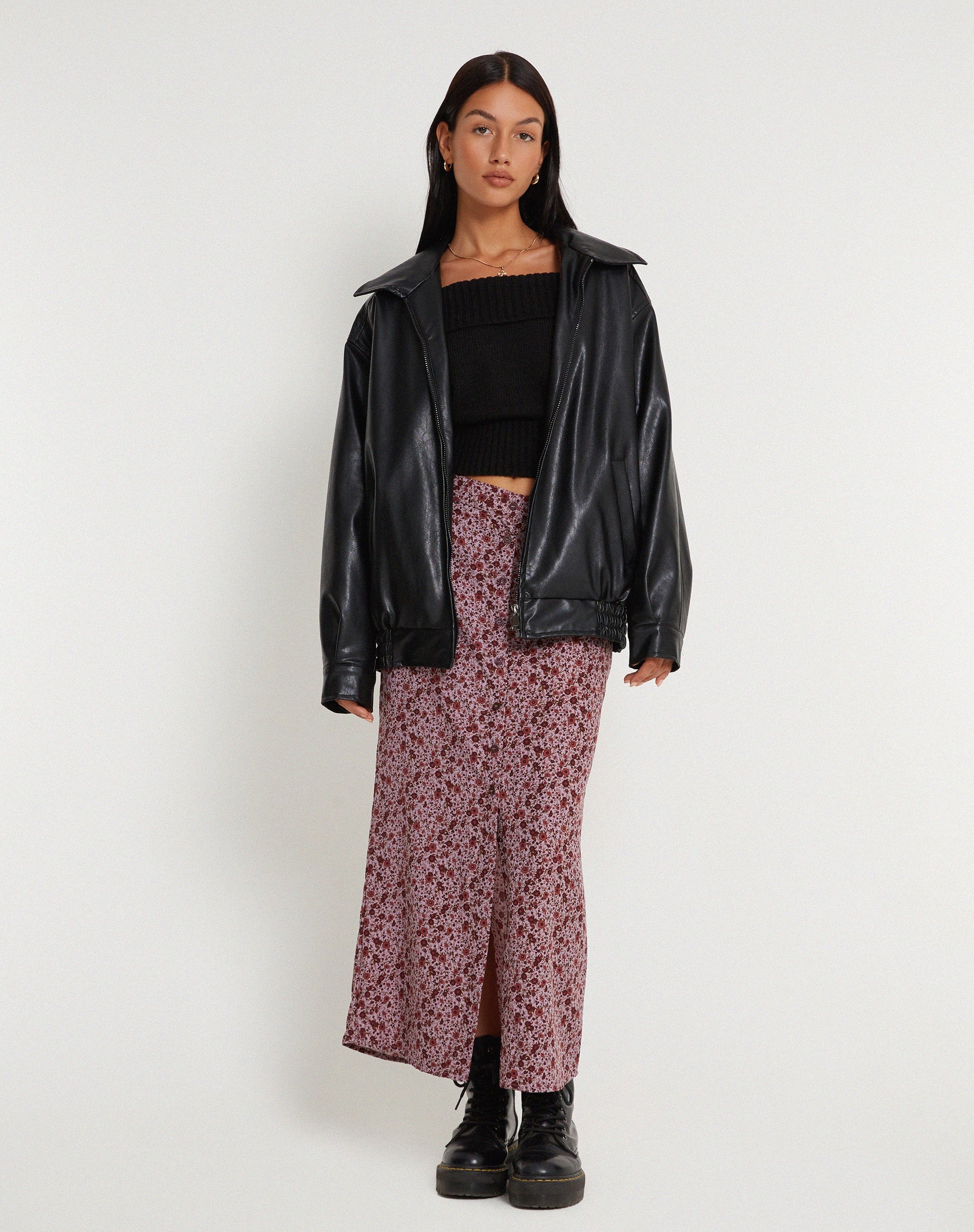image de Jupe Maxi Relow en Bourgogne Floral 90's