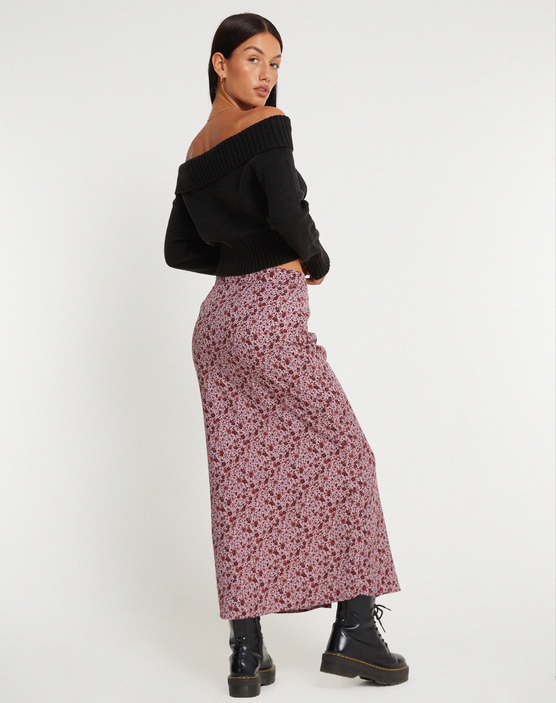 image de Jupe Maxi Relow en Bourgogne Floral 90's