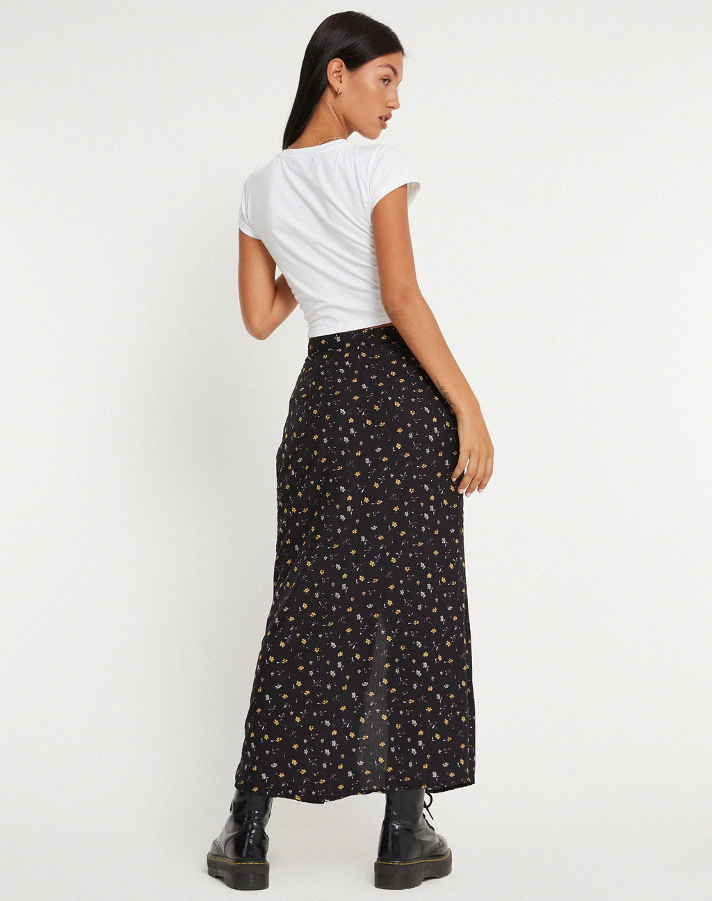 Jupe longue Rima, Pretty Petal Black