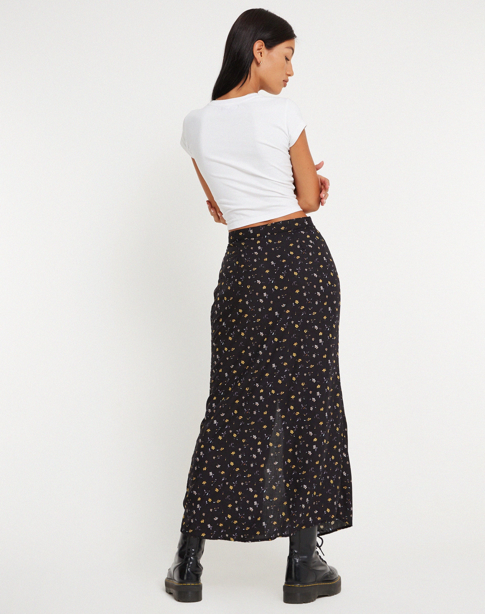 Image de la jupe longue Rima, Pretty Petal Black