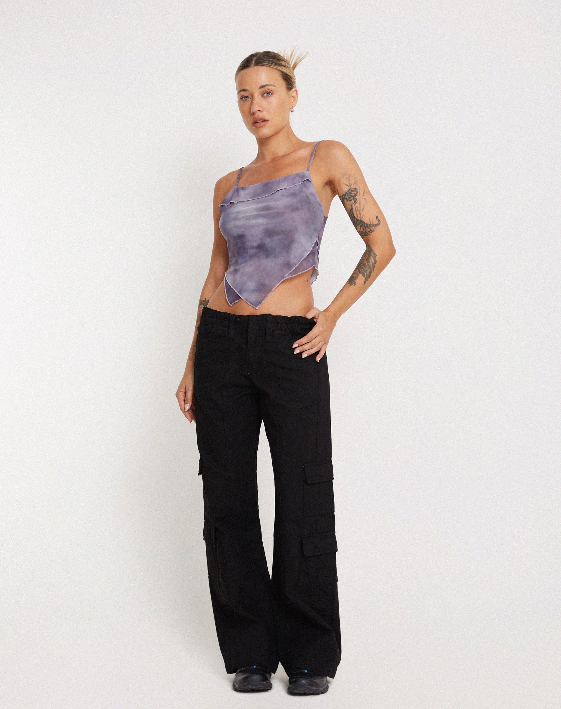 Image de Shindu Printed Mesh Top in Smokey Gradients Purple