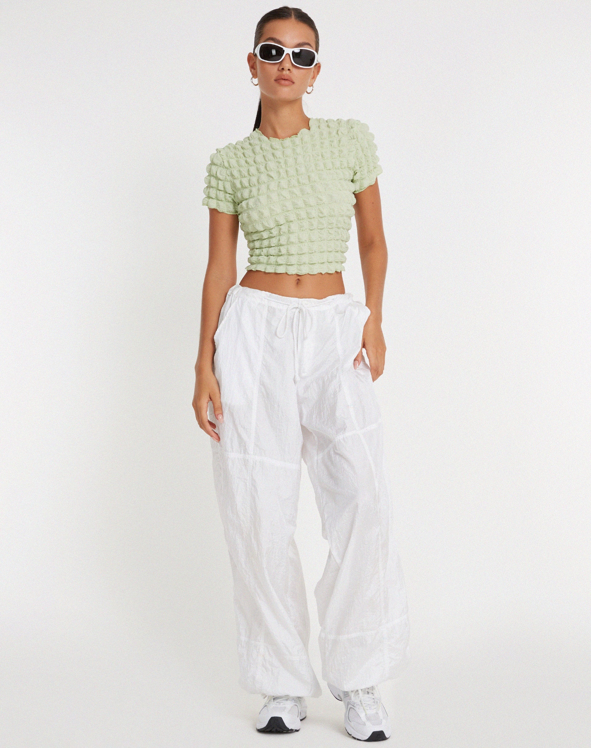 image de Shrunken Top en Big Bubble Jersey Pastel Lime