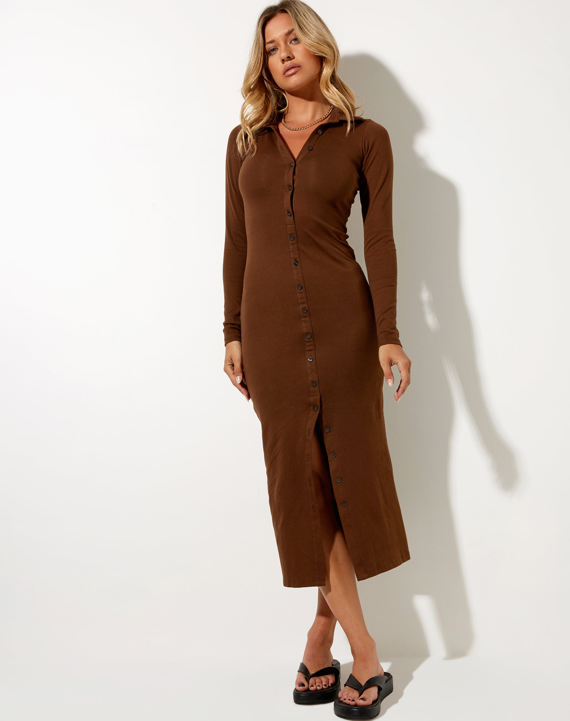 Image de Taryn Maxi Dress in Rib Cocoa
