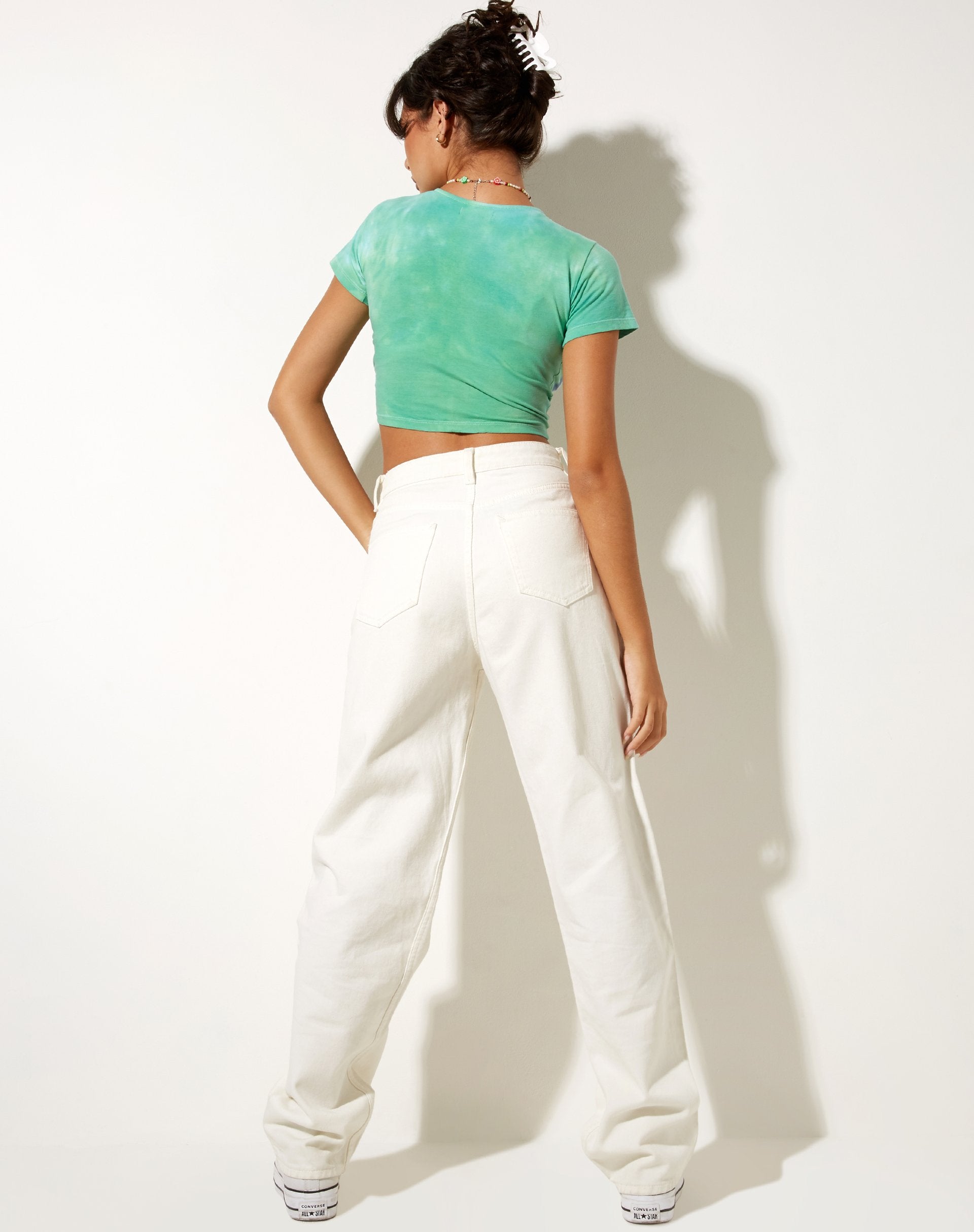 Image de Tindy Crop Top in Green Blue Flower Tie Dye