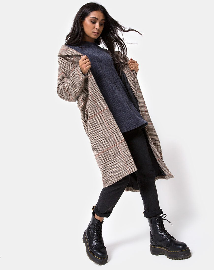 Image de Duster Longline Coat in Glenn Check Natural