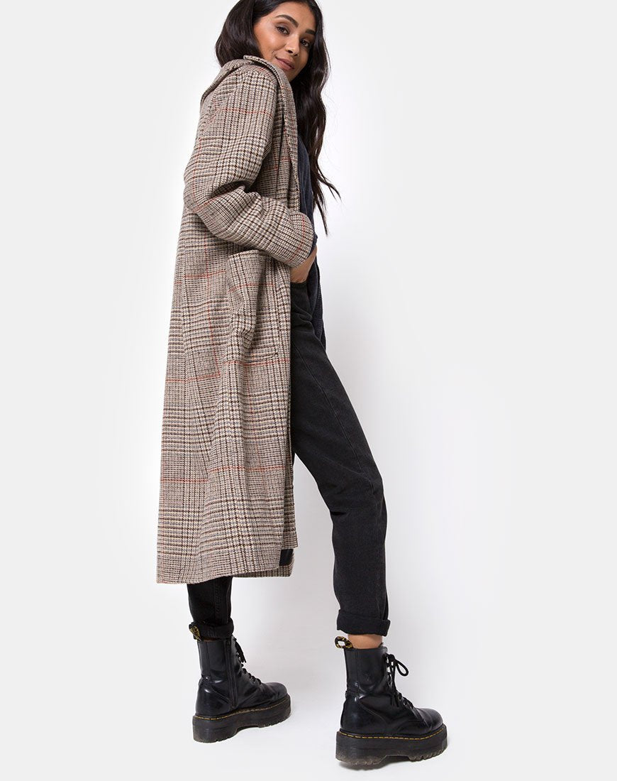 Image de Duster Longline Coat in Glenn Check Natural