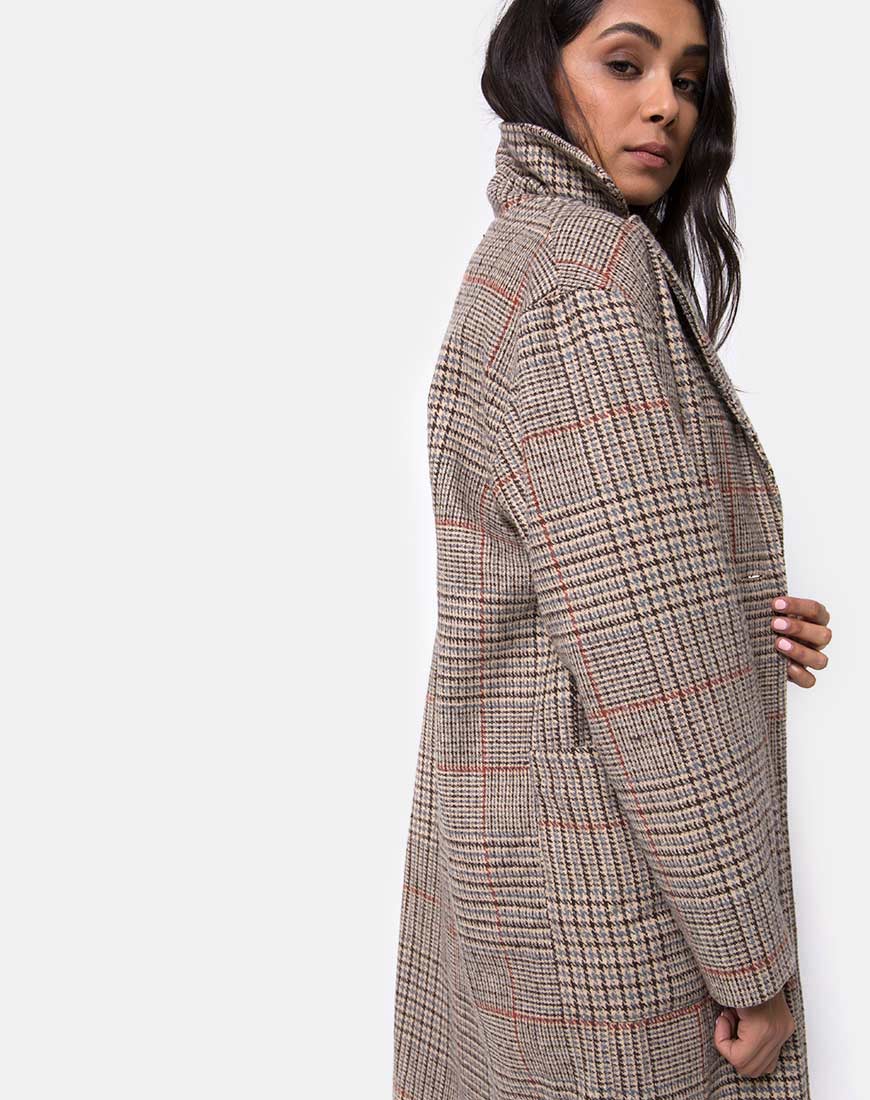 Image de Duster Longline Coat in Glenn Check Natural
