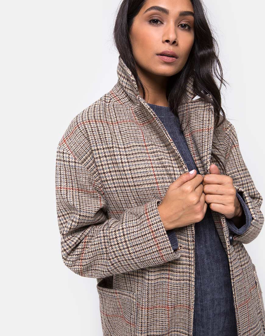 Image de Duster Longline Coat in Glenn Check Natural