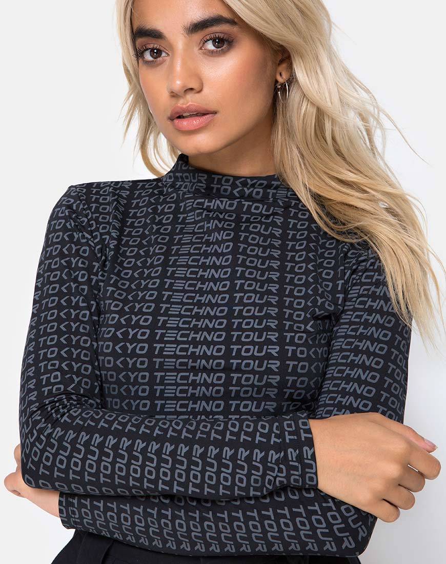 Image de Rhala Crop Top in Tokyo Techno Tour Black