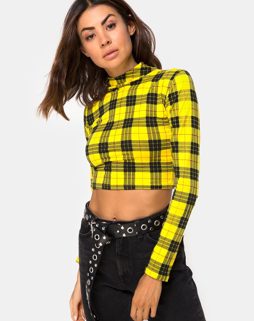 Image de Rhala Crop Top in Winter Plaid Yellow