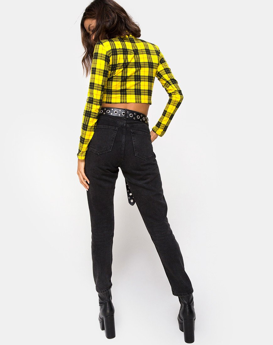 Image de Rhala Crop Top in Winter Plaid Yellow