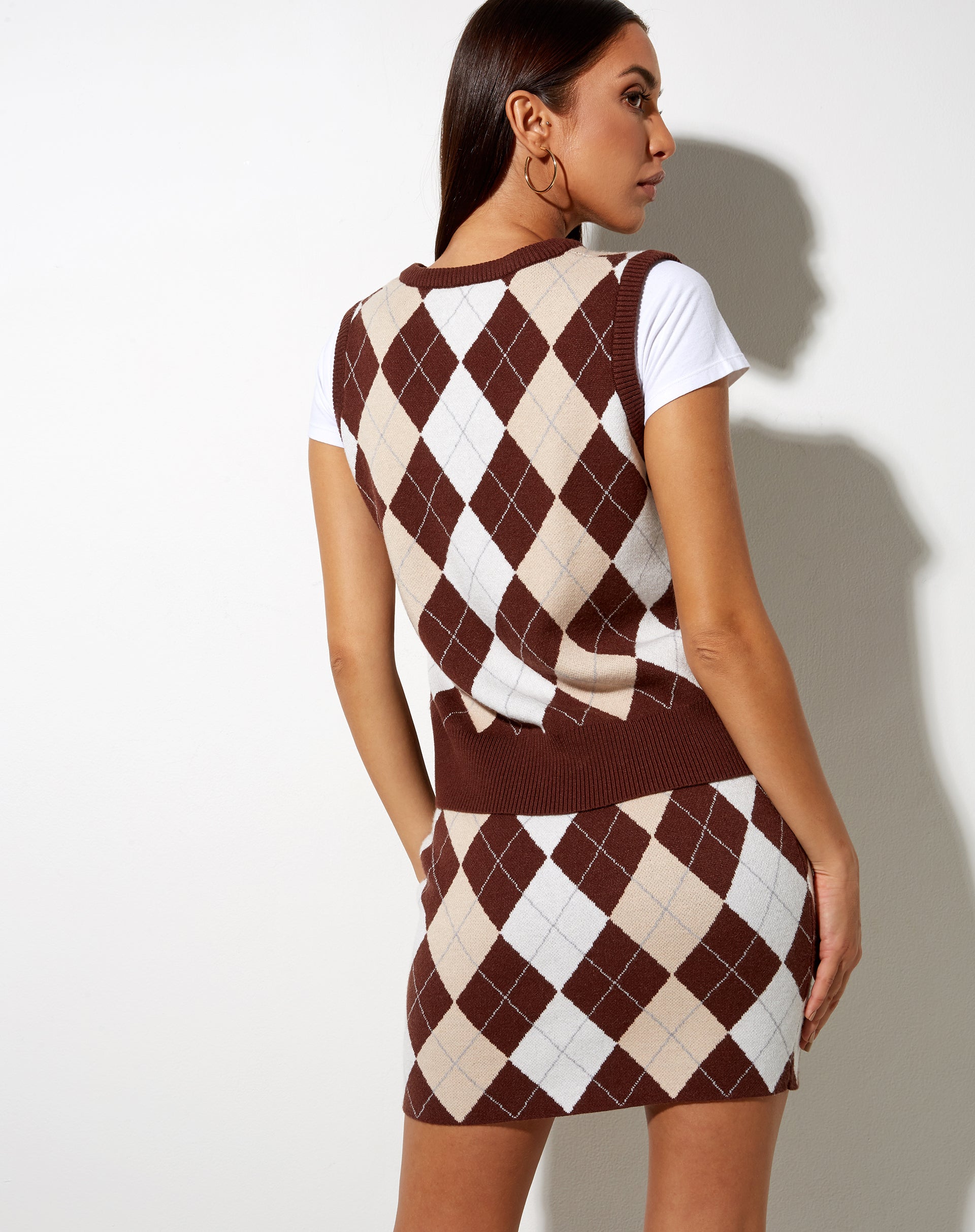Image de Riani Mini jupe en tricot Argyle Tan