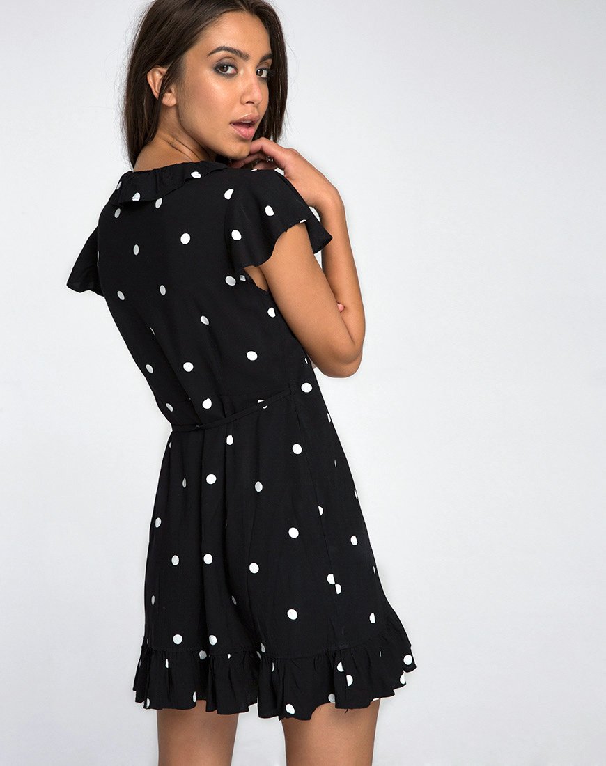 Image of Rica Skater Dress in Black and White Polkadot