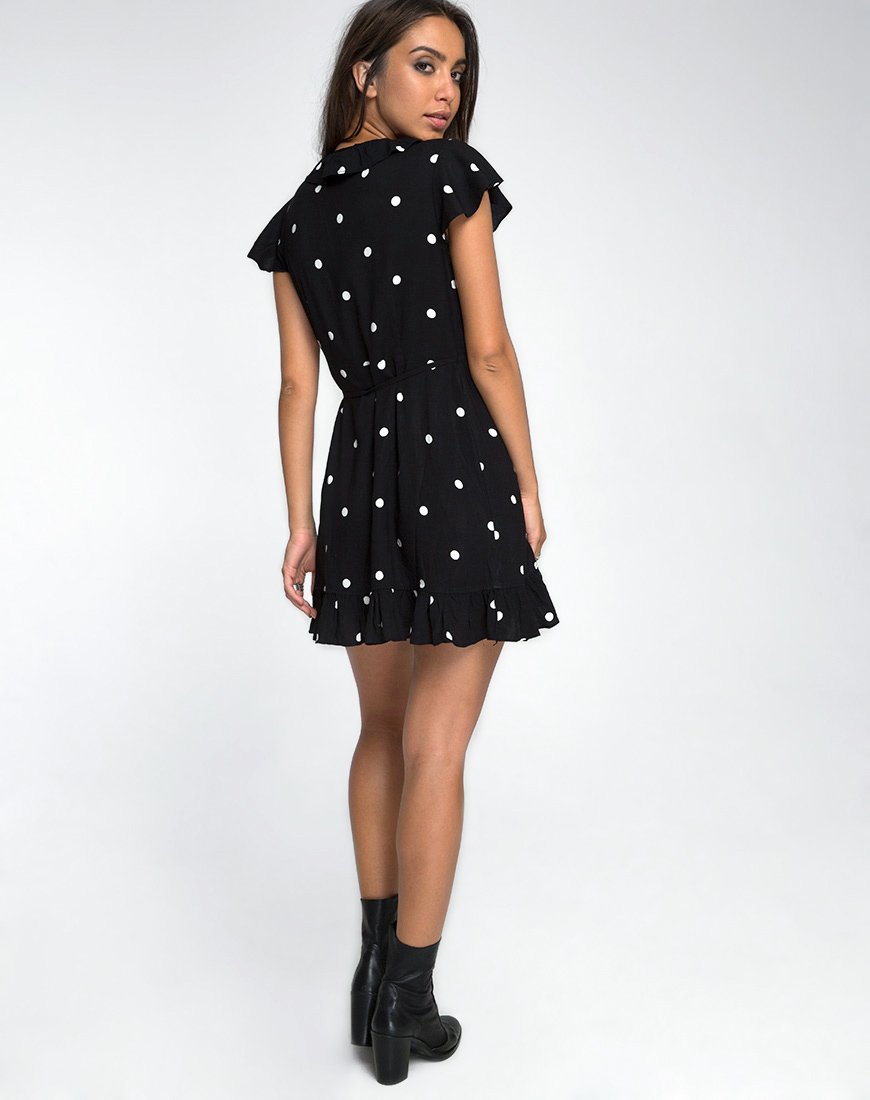 Image of Rica Skater Dress in Black and White Polkadot