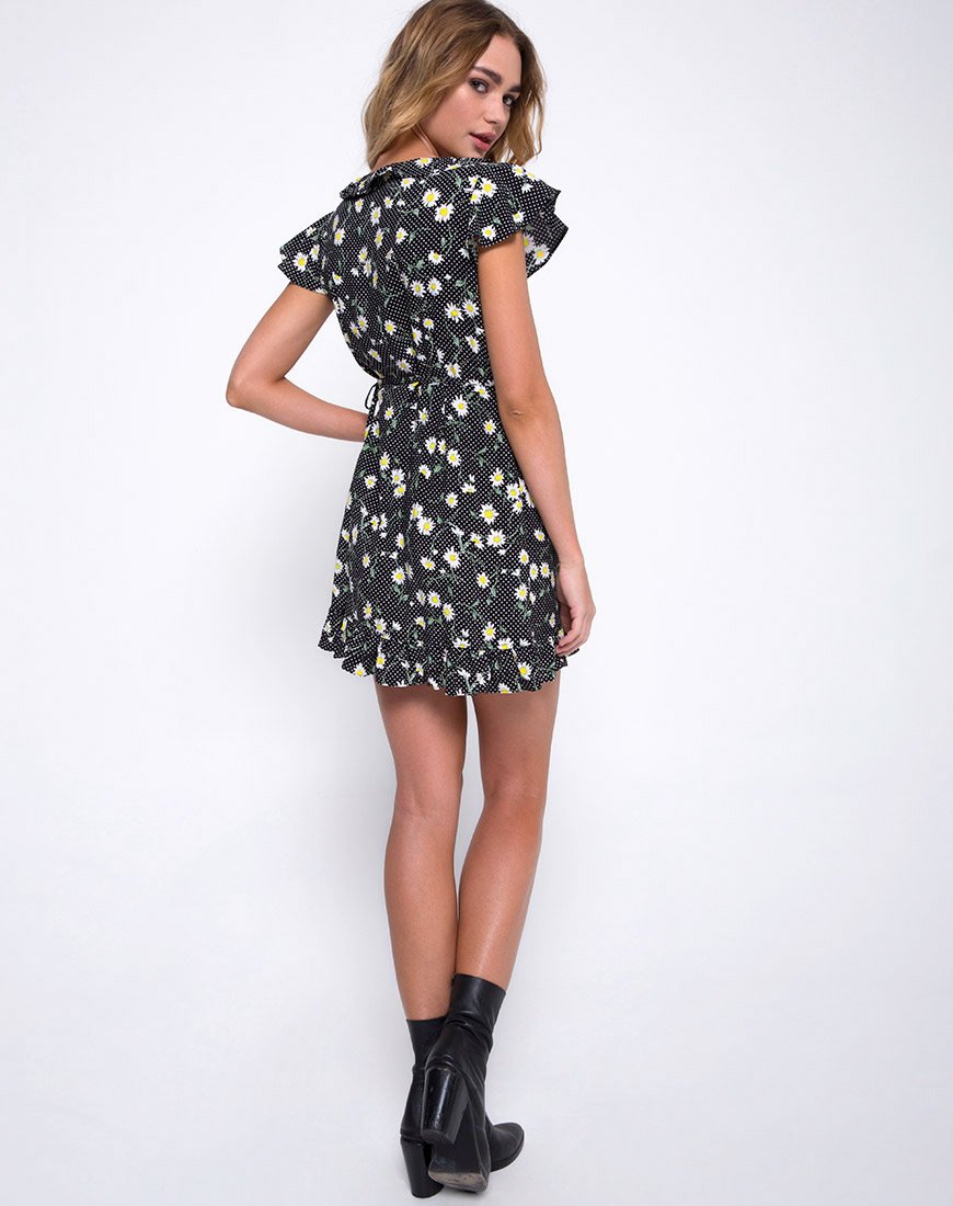 Image of Rica Skater Dress in Polka Daisy Black