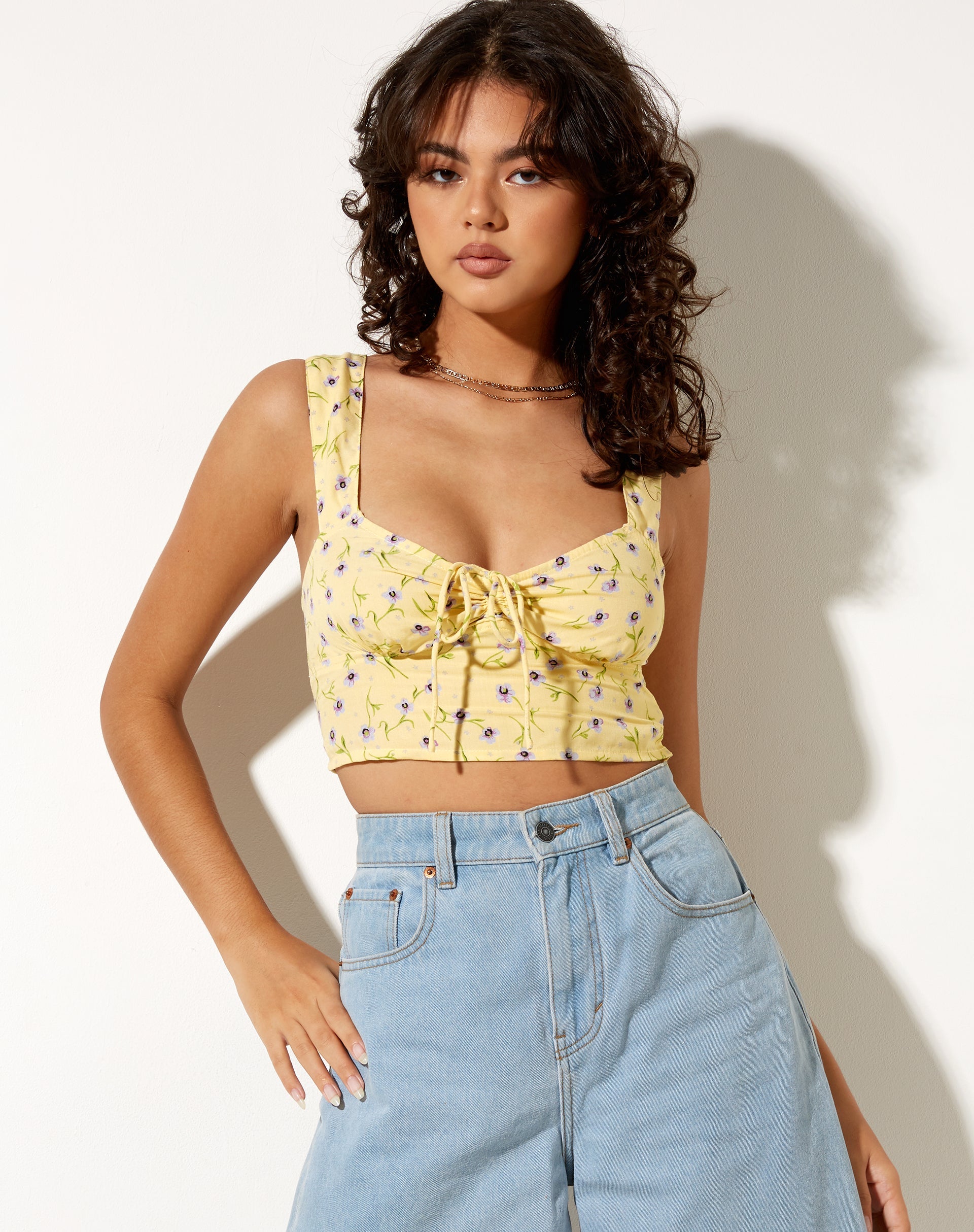 Image de Ridis Gilet Crop Top en fleurs sauvages Lemon Drop