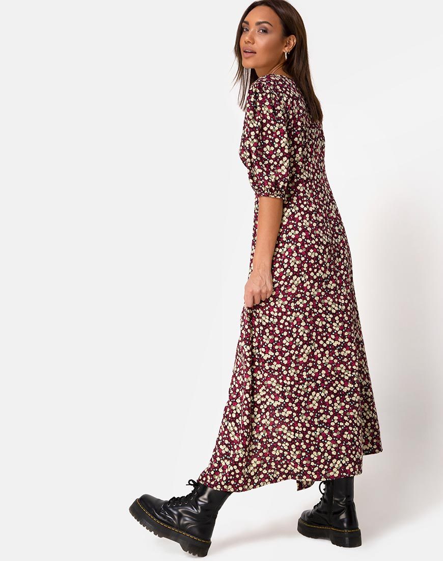 Robe Rigita, florale, prune