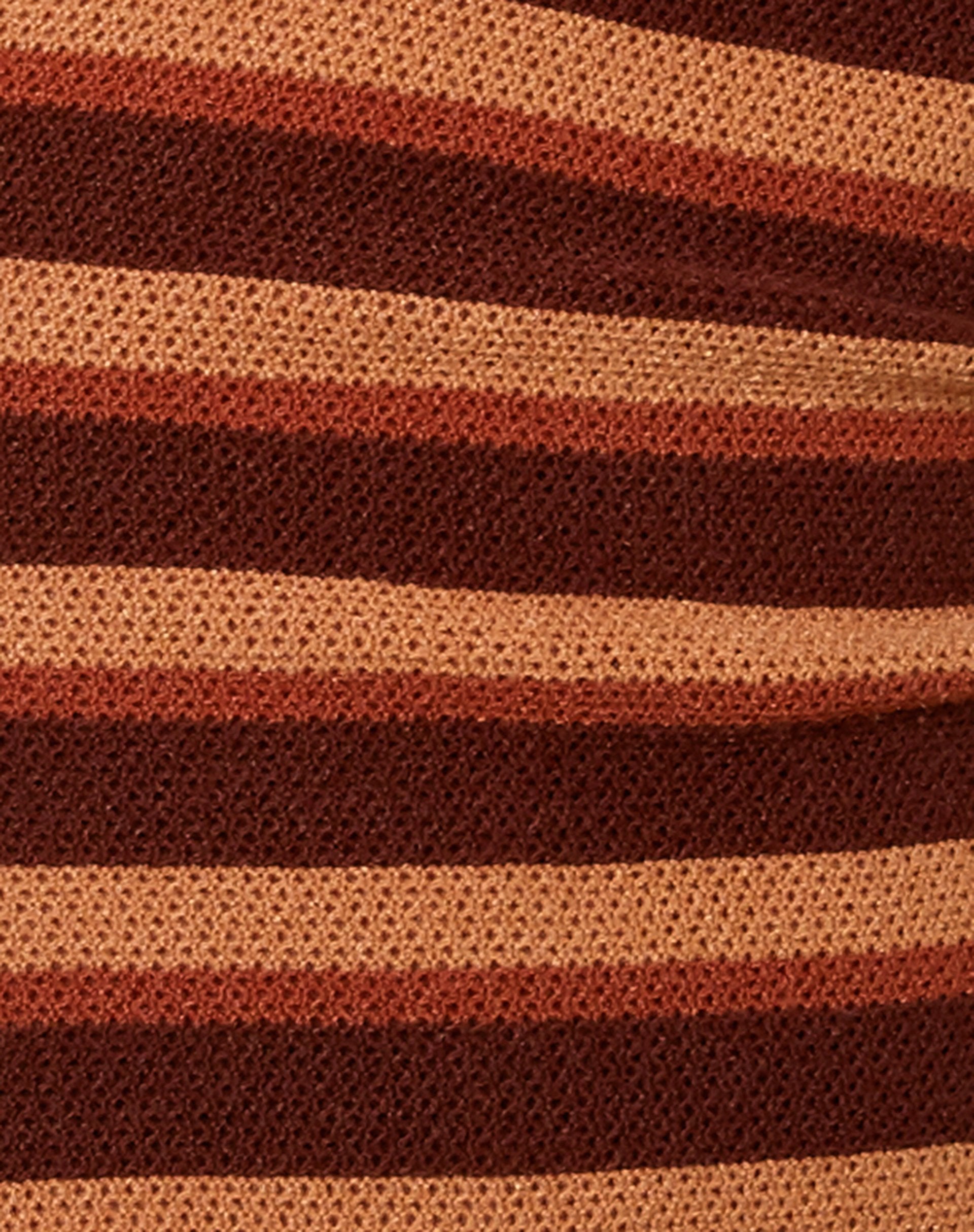 Image of Rigo Mini Dress in Crochet Knit Stripe Brown Chocolate