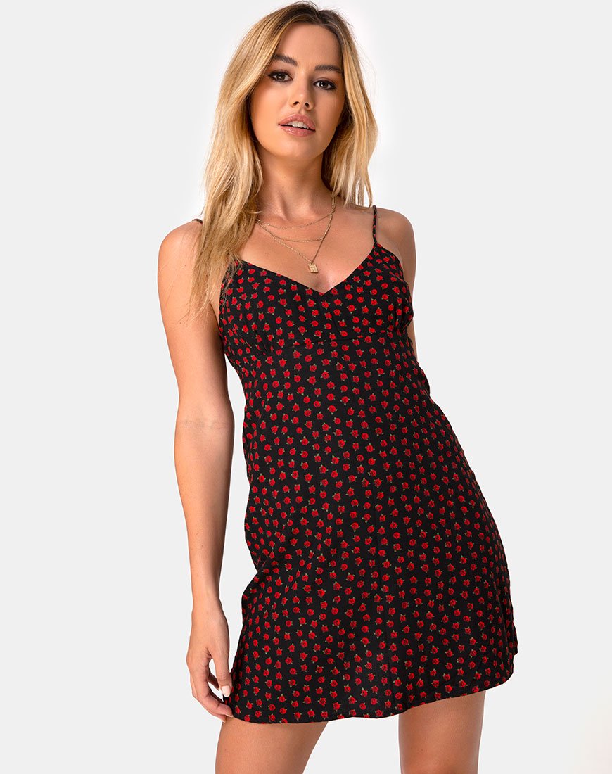 Robe Rilia, rouge rosé pointillé