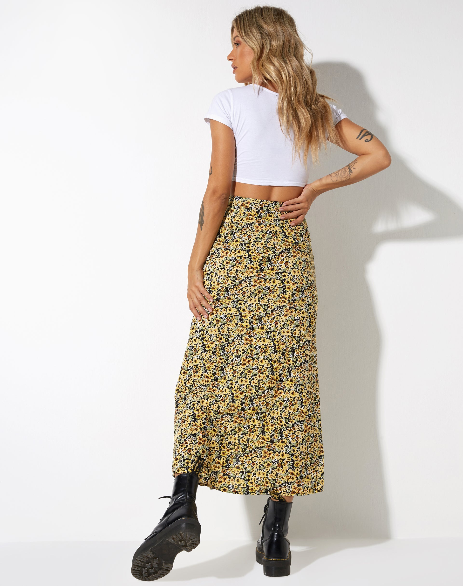 Image de la jupe midi Rima, Spring Ditsy Yellow