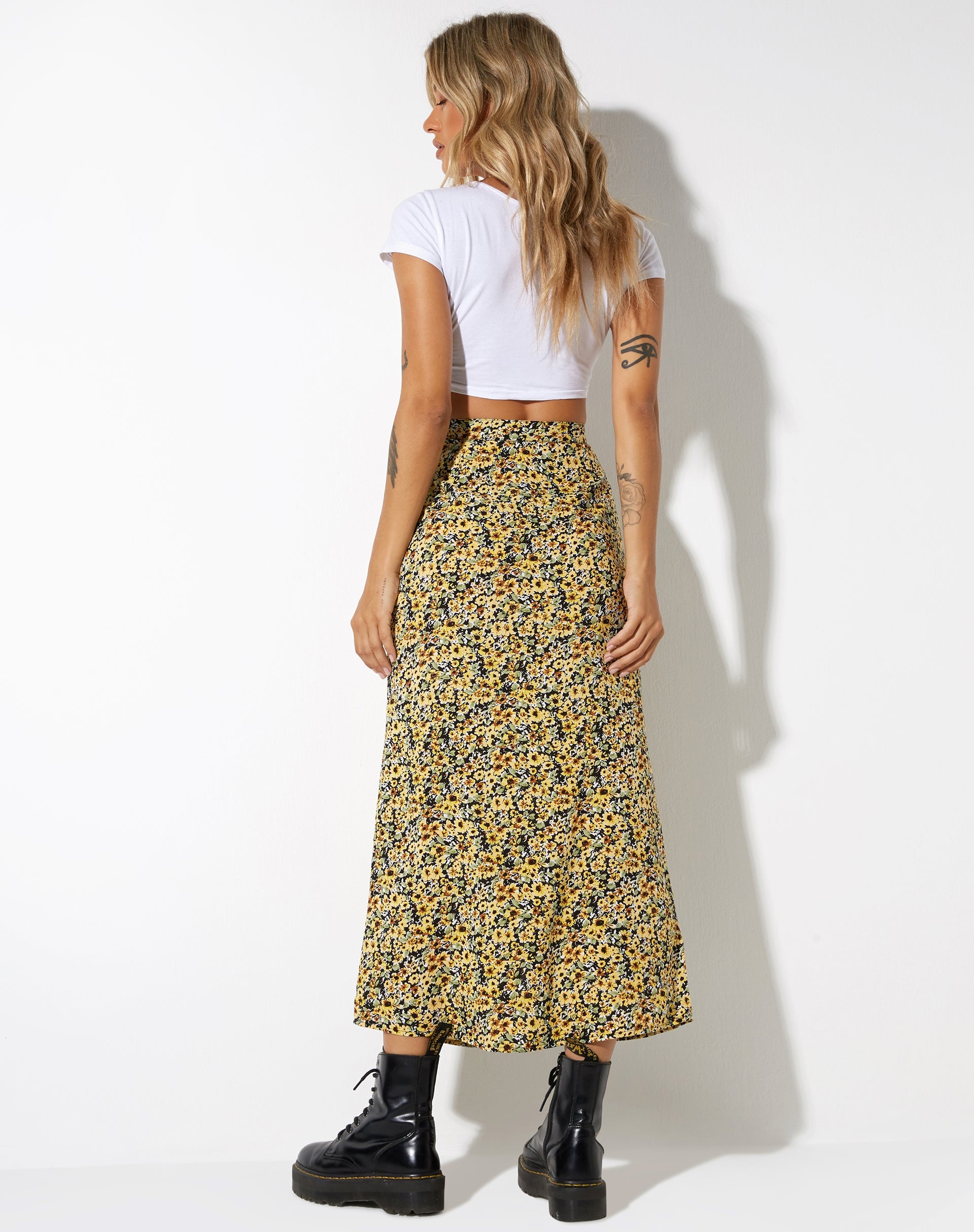 Image de la jupe midi Rima, Spring Ditsy Yellow