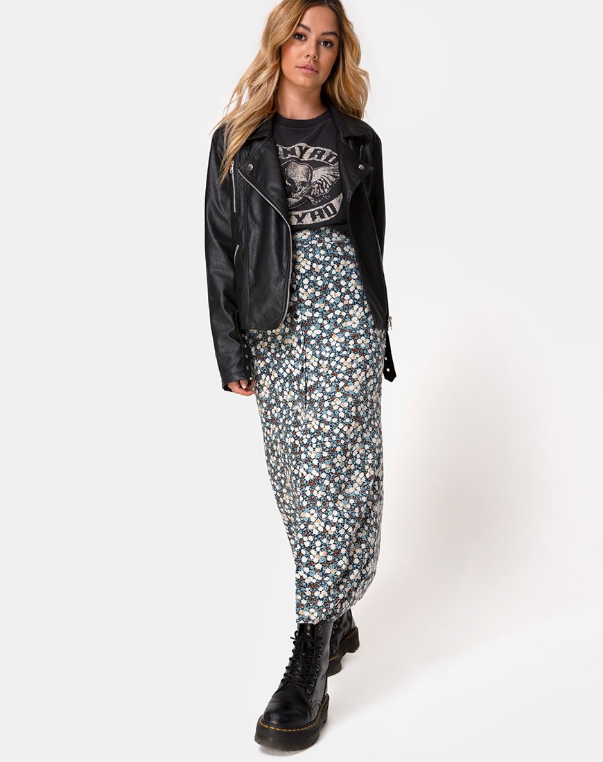 Image de la jupe Rima en champ floral Navy