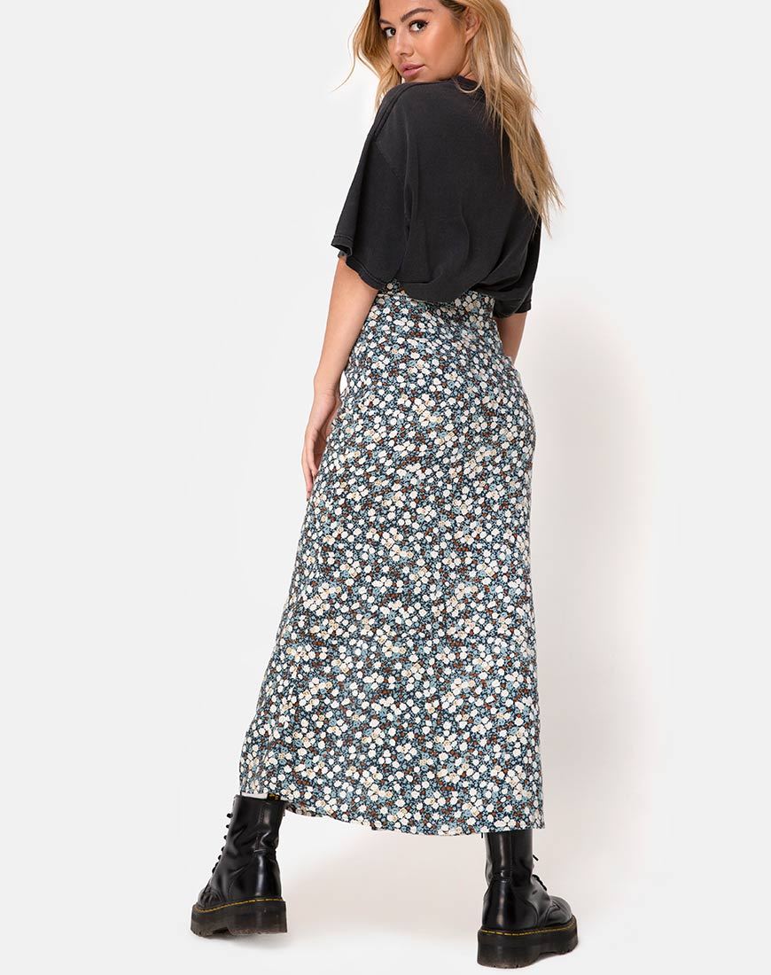 Jupe Rima, florale, marine