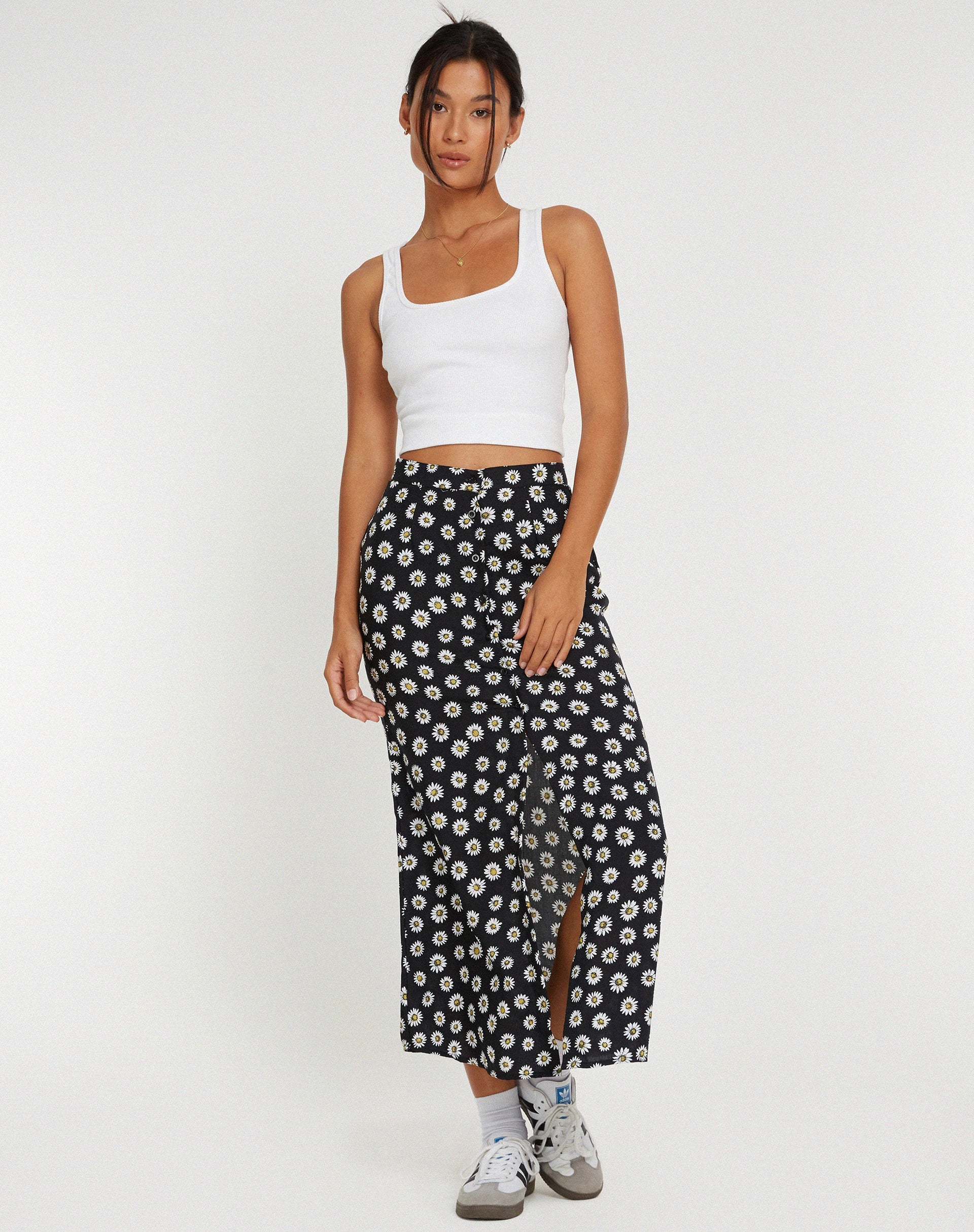 Image de Rima Midi Skirt in Grunge Daisy Black
