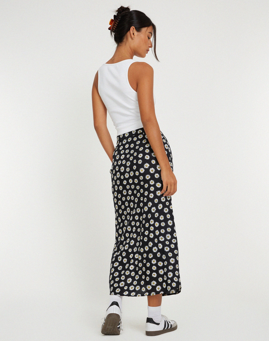 Jupe midi Rima, Grunge Daisy, noir