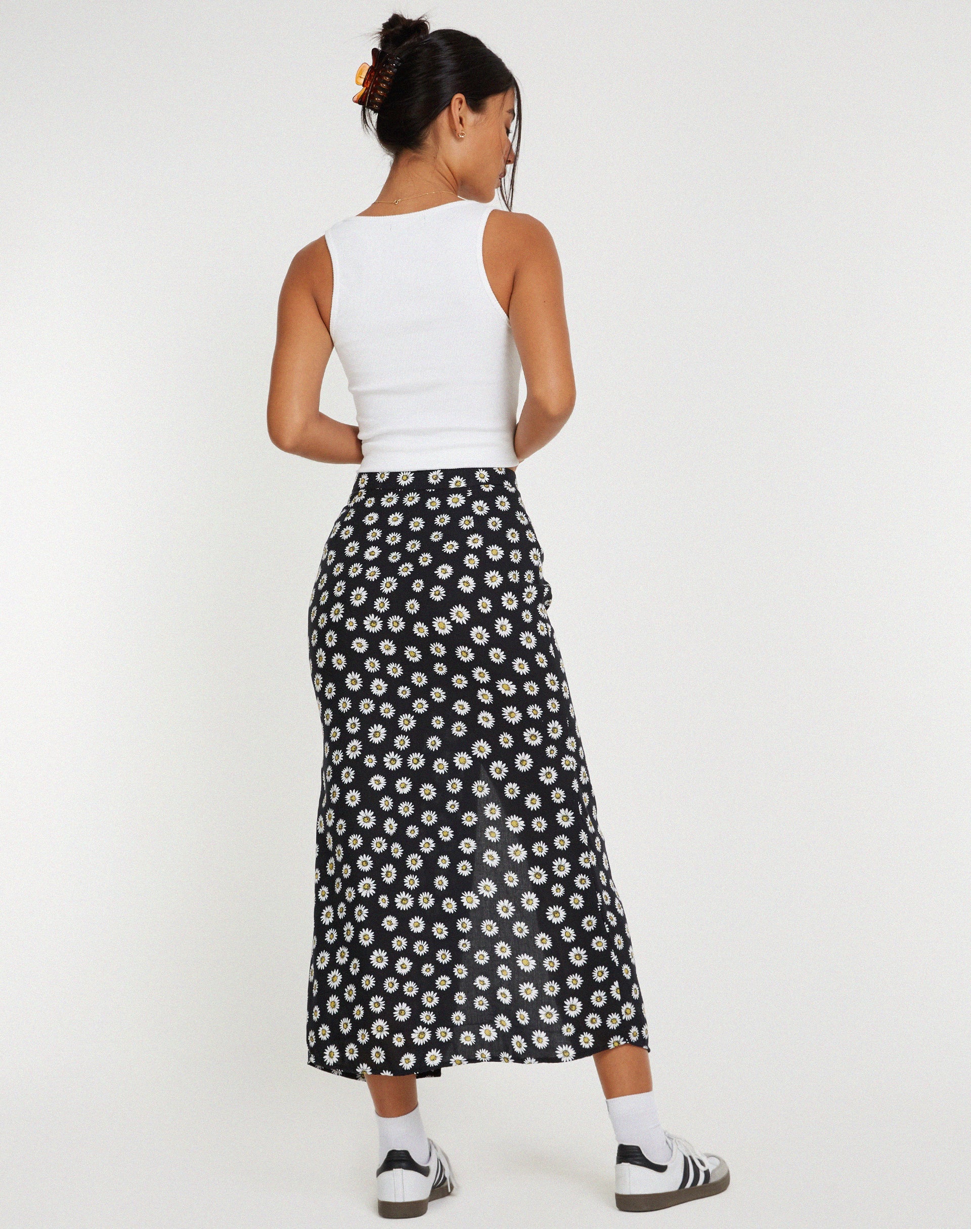 Image de Rima Midi Skirt in Grunge Daisy Black