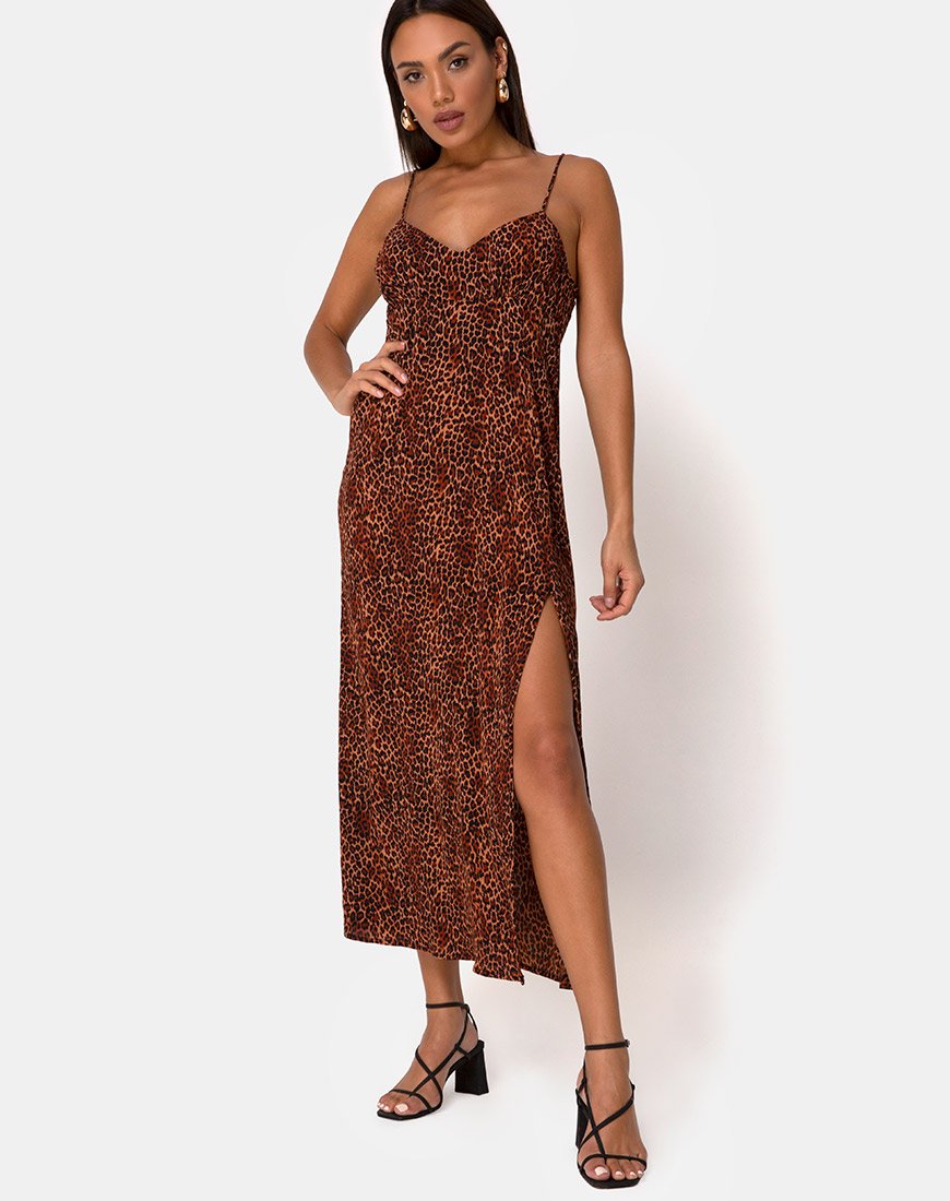 Image de Rinda Maxi Dress in Crinkle Ditsy Leopard Orange