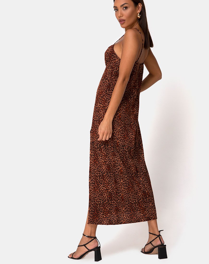 Image de Rinda Maxi Dress in Crinkle Ditsy Leopard Orange