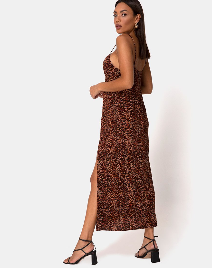 Image de Rinda Maxi Dress in Crinkle Ditsy Leopard Orange