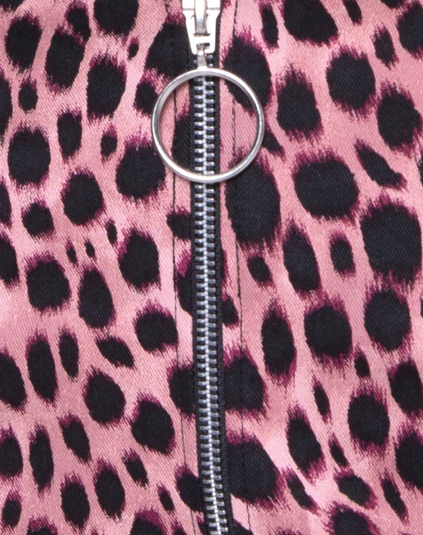 Image de la mini-jupe à anneaux en rose guépard