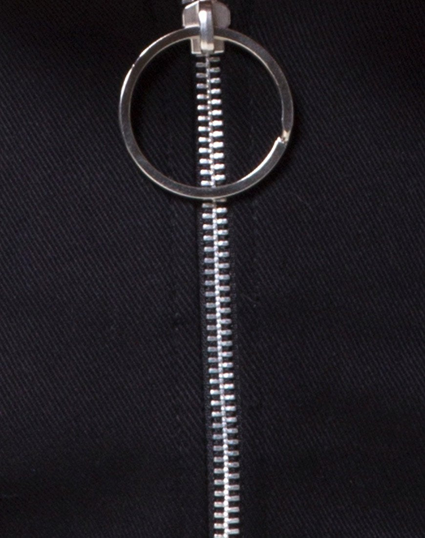 Image de la mini-jupe à anneaux en sergé noir