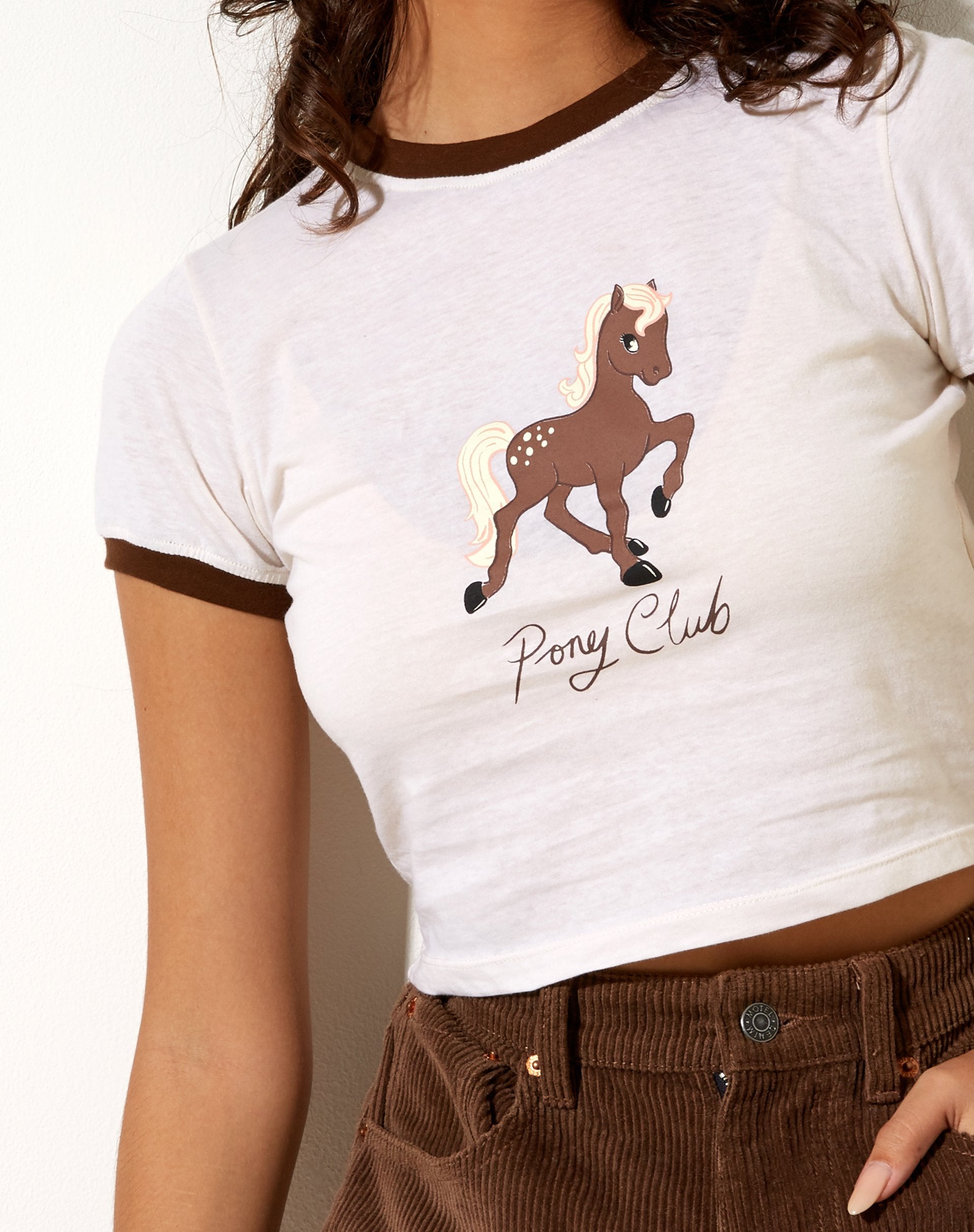 Image de Ringer Tee in Winter White Bind Cocoa Pony Club