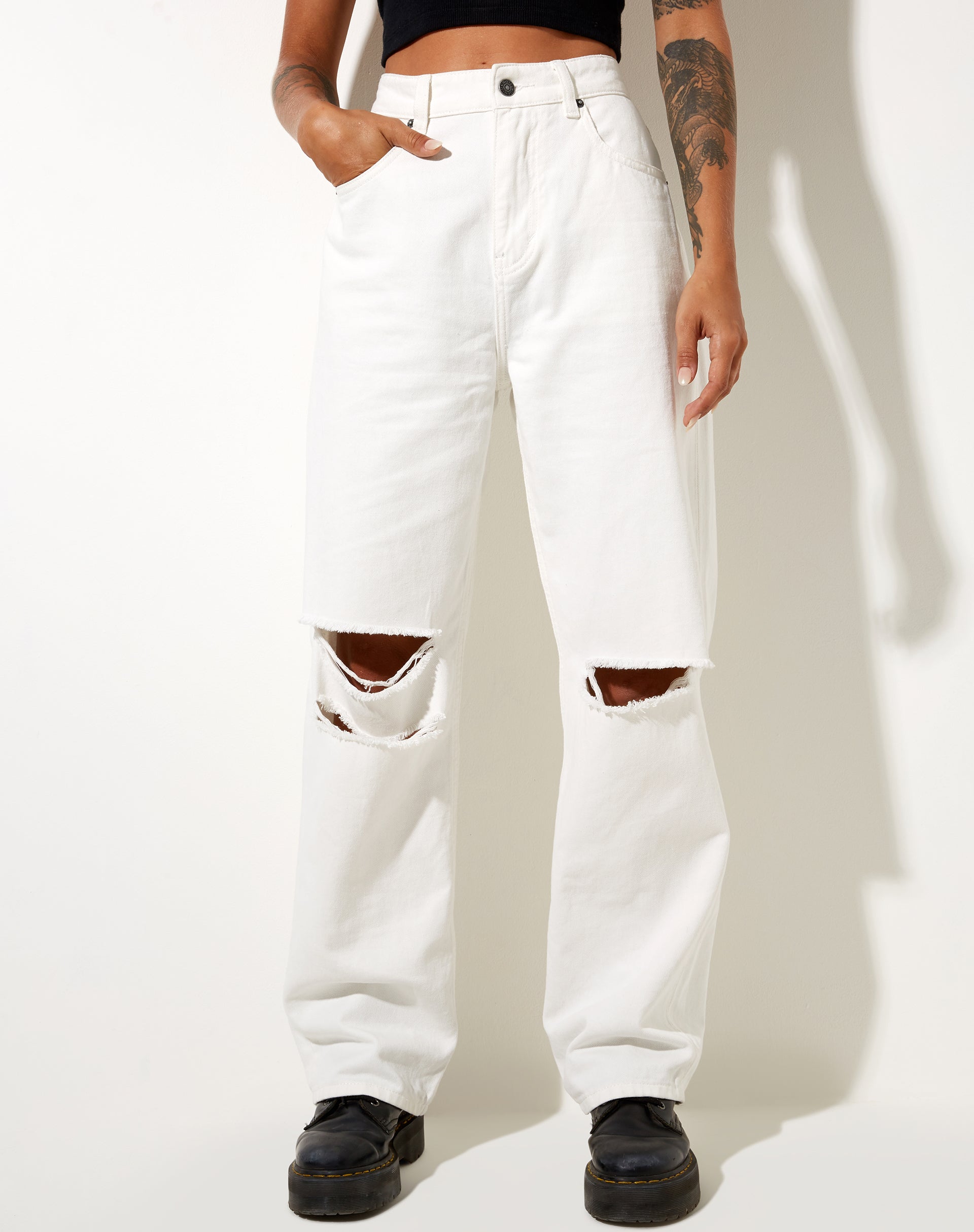 Image de Rips Parallel Jean in White Wash