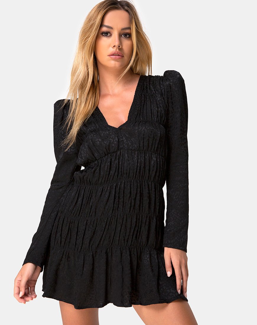 Robe Risana en satin Cheetah Black