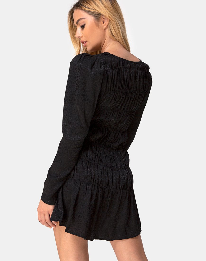 Robe Risana en satin Cheetah Black
