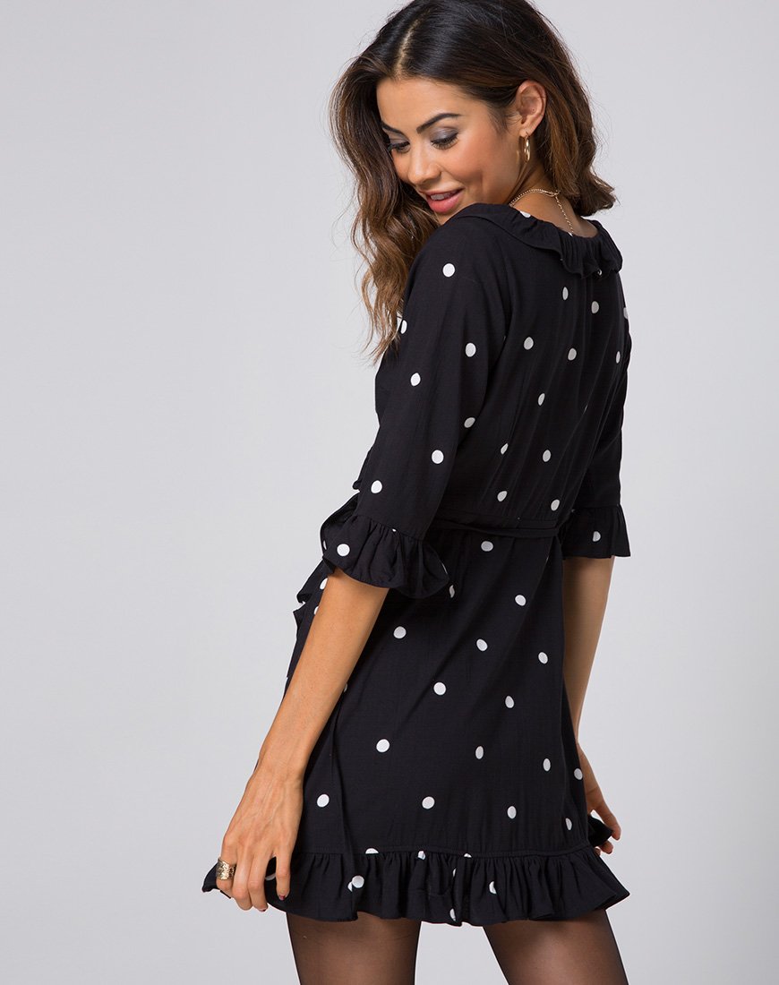 Image de la robe Riser à pois noir et blanc