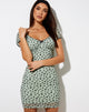 Image de la mini robe Rishita en Sage Flower Buds Black Flock