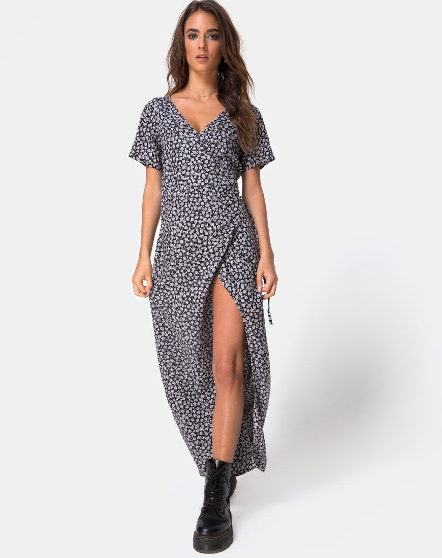 Image de la robe Riva en Ditsy Rose Noir