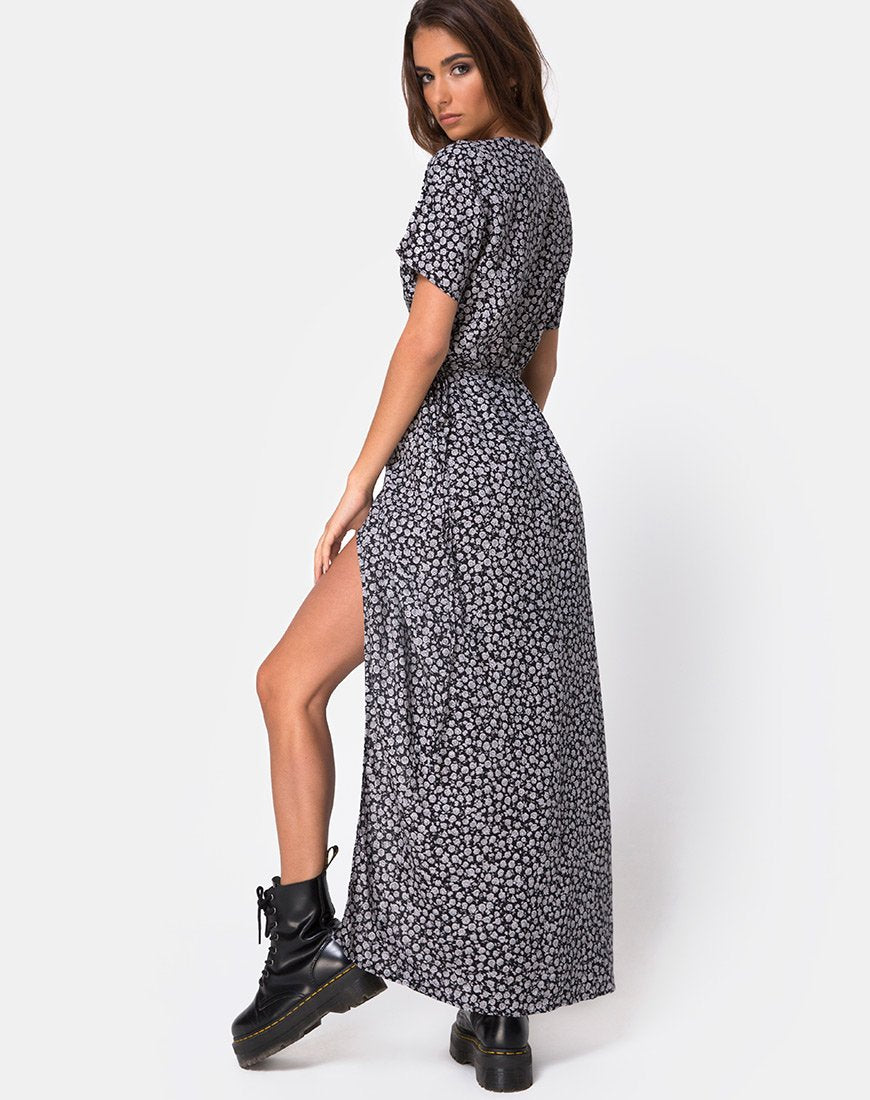 Image de la robe Riva en Ditsy Rose Noir