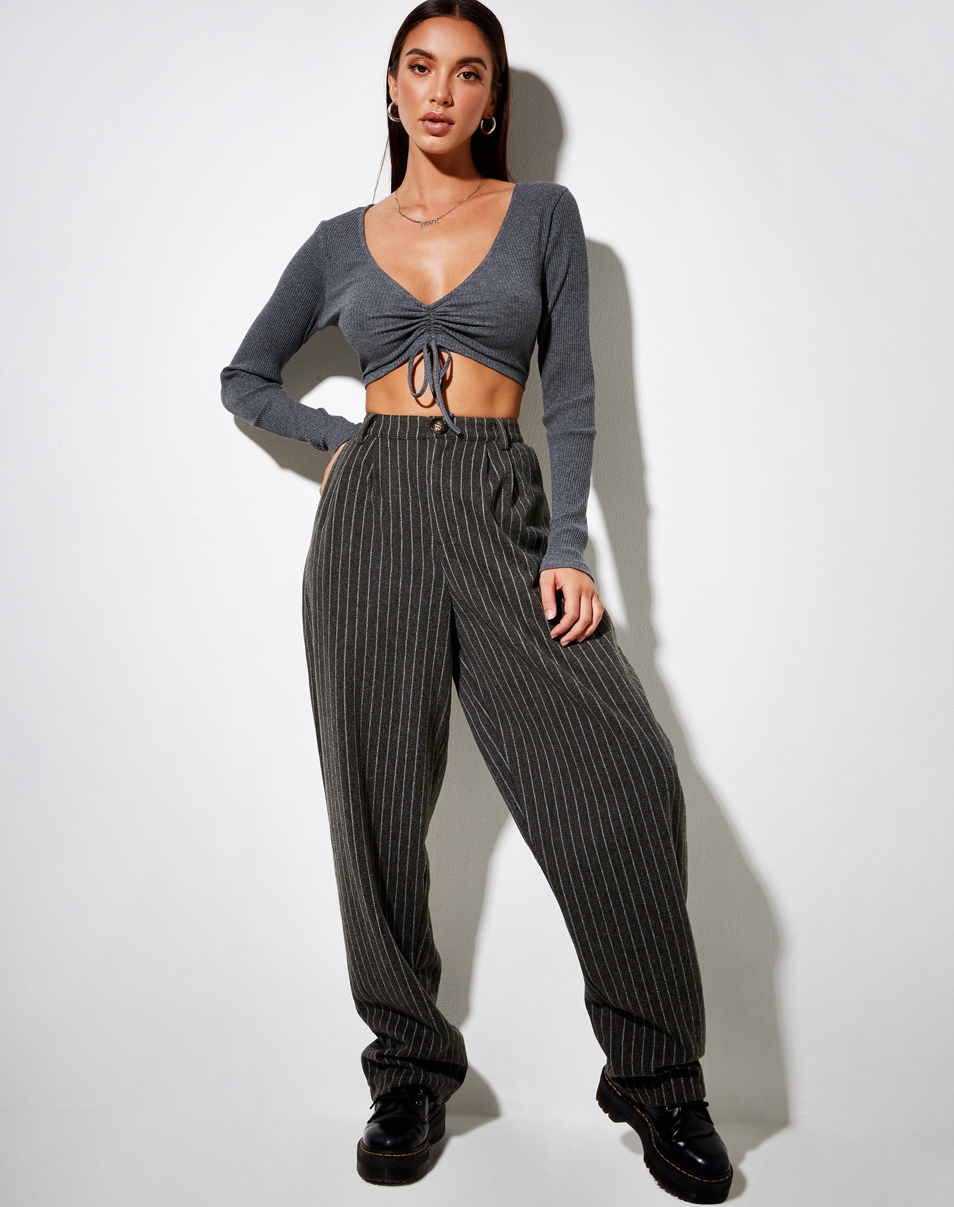 Image de Rivelo Long Sleeve Top in Rib Dark Grey