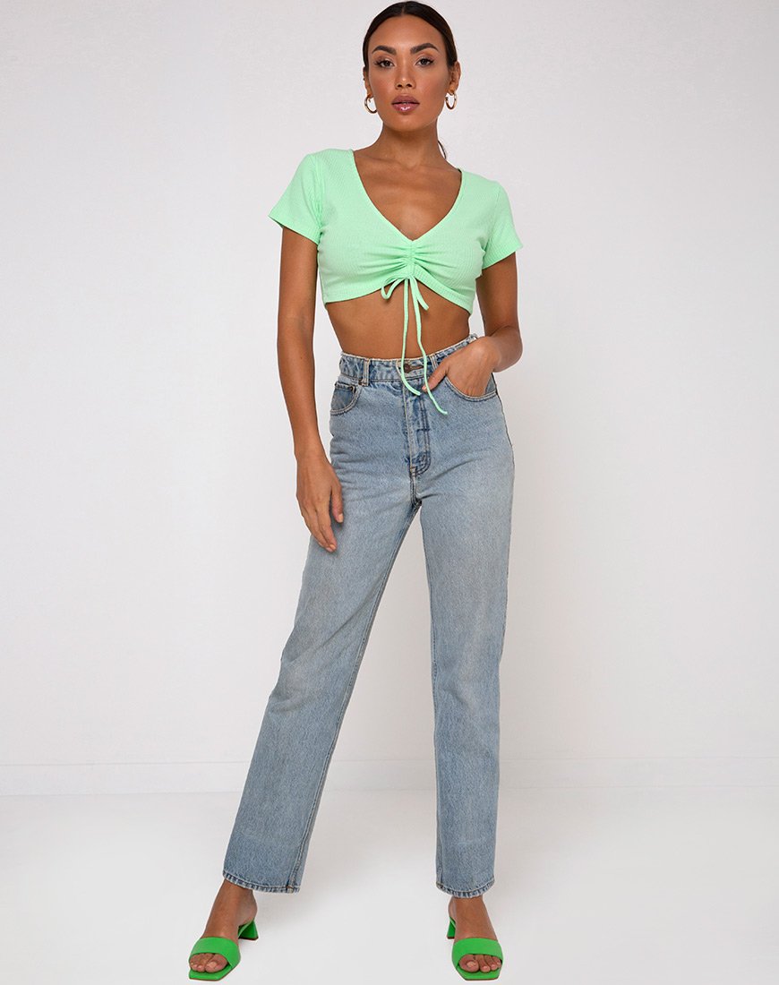 Image de Rivera Crop Top en côtes Neo Mint